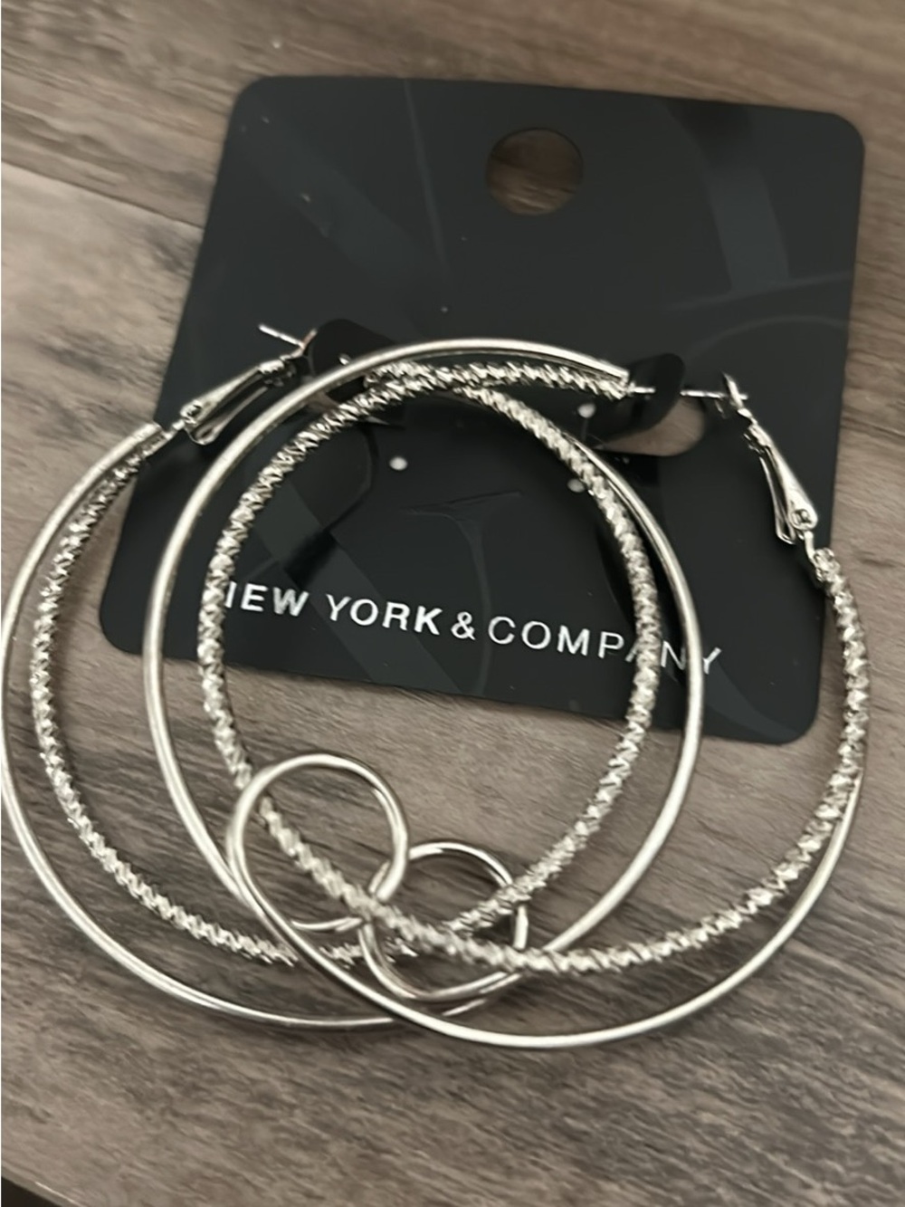 New York & Company Silver Multi-Hoop Earring Set